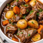 Crockpot Beef Stew is a rich and comforting slow-cooked dish made with tender beef, root vegetables, and savory broth.