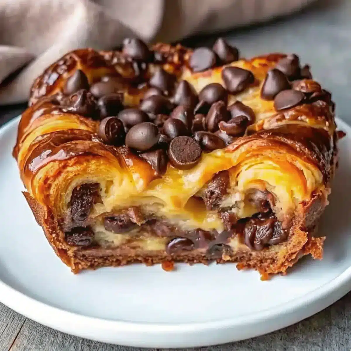 Chocolate Croissant Breakfast Bake is a buttery croissant and chocolate casserole baked in creamy custard. Perfect for brunch, holidays, or make-ahead breakfasts.