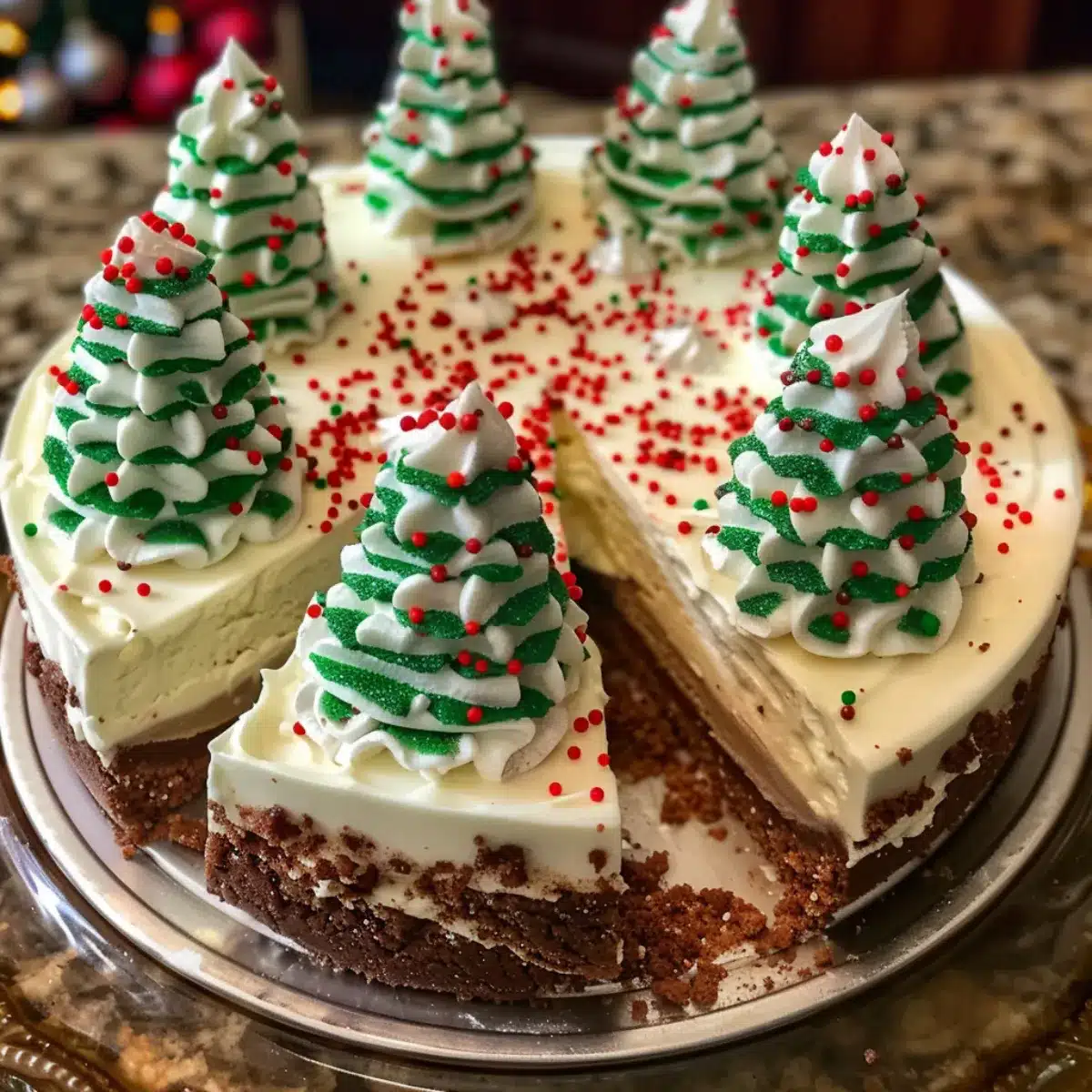 Little Debbie Christmas Tree Cheesecake is a festive no-bake dessert with creamy cheesecake, graham crust, and nostalgic Christmas Tree Cakes. Perfect for holiday gatherings.