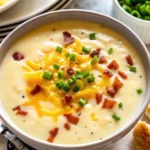Loaded Baked Potato Soup is rich and creamy, made with tender potatoes, bacon, sour cream, and cheddar for a satisfying comfort meal.