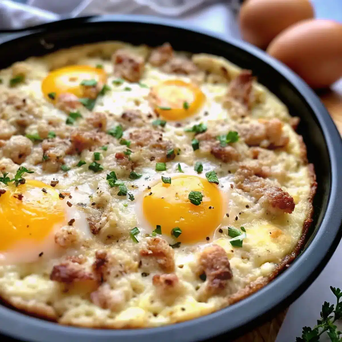 Mountain Man Crock Pot Breakfast is a hearty casserole with sausage, bacon, eggs, cheese, and hashbrowns—perfect for holidays, camping, or feeding a crowd