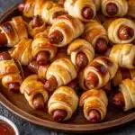Pigs in a Blanket are made with crescent rolls and cocktail sausages. A quick and delicious appetizer perfect for parties, holidays, and game day gatherings.