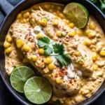 Slow Cooker Street Corn Chicken is a creamy, cheesy elote-inspired dish with tender chicken, corn, lime, and cotija cheese.