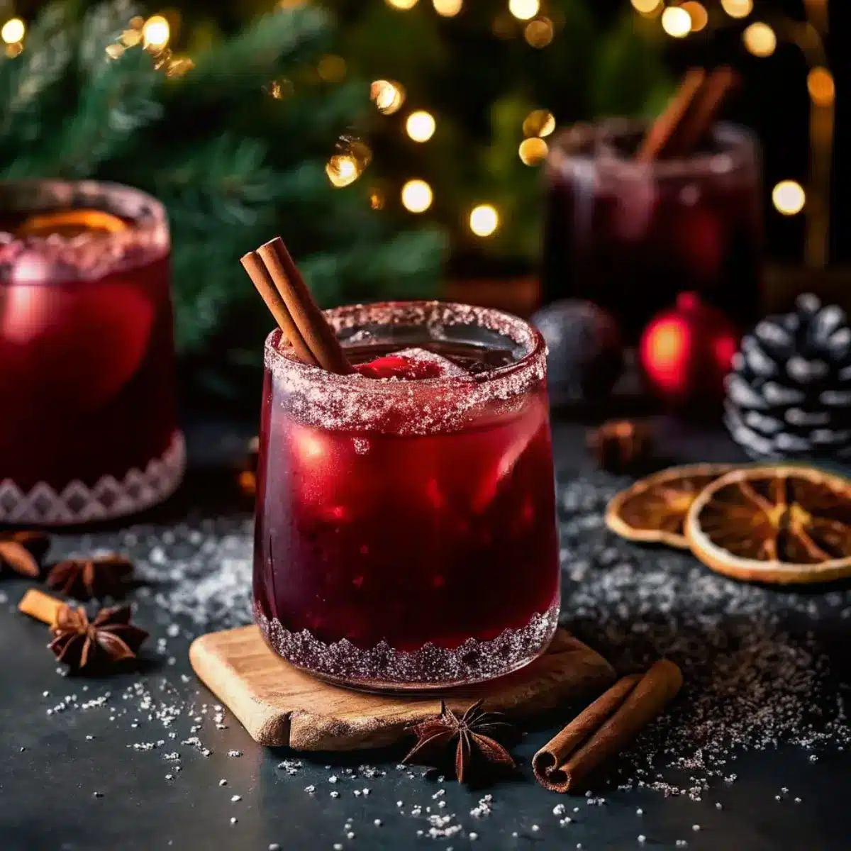 Spiced Christmas Margarita blends tequila, cranberry juice, and holiday spices for a festive cocktail with warm cinnamon and citrus notes. Perfect for Christmas parties.