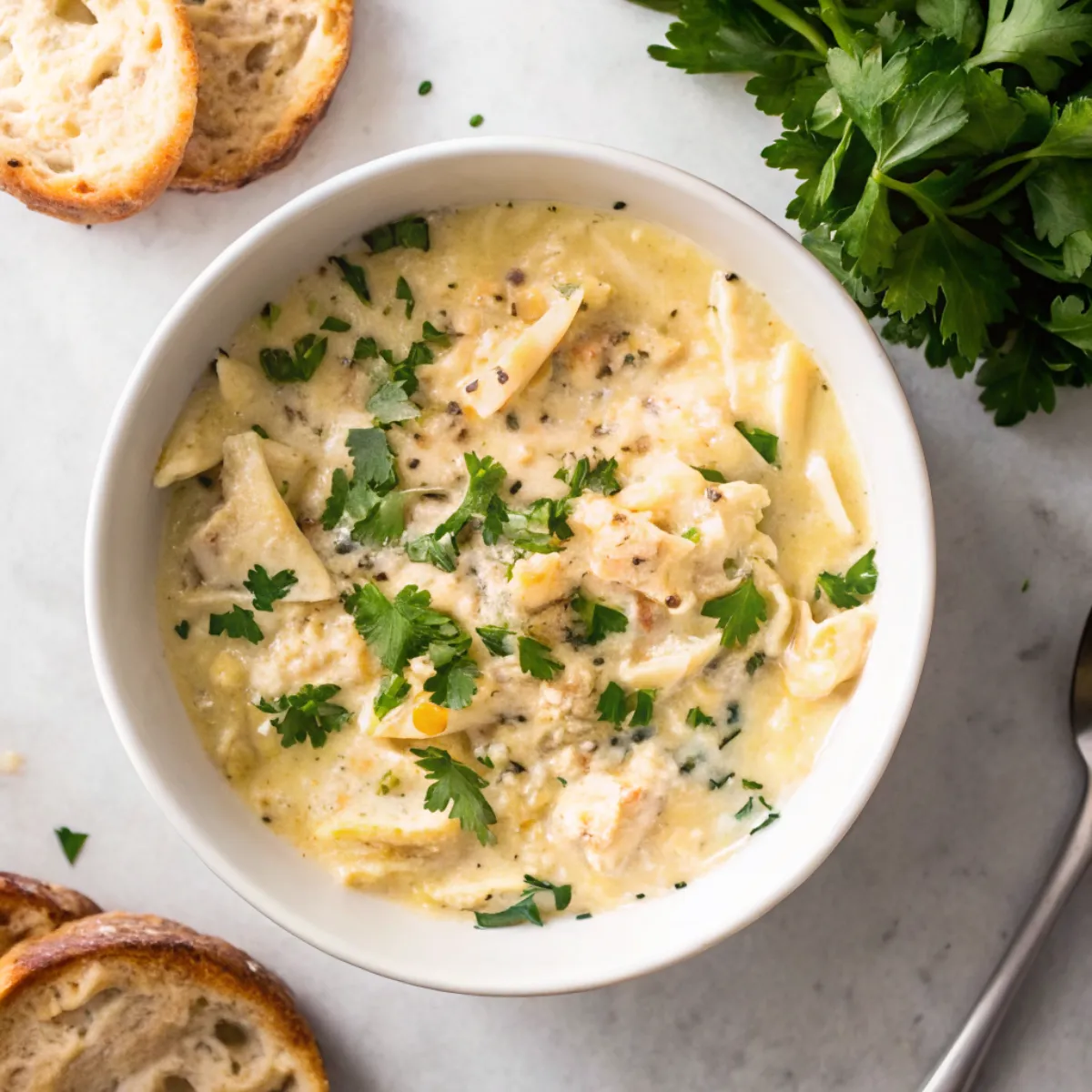 White Chicken Lasagna Soup is rich and creamy with shredded chicken, noodles, and cheese. A one-pot comfort meal perfect for weeknights.