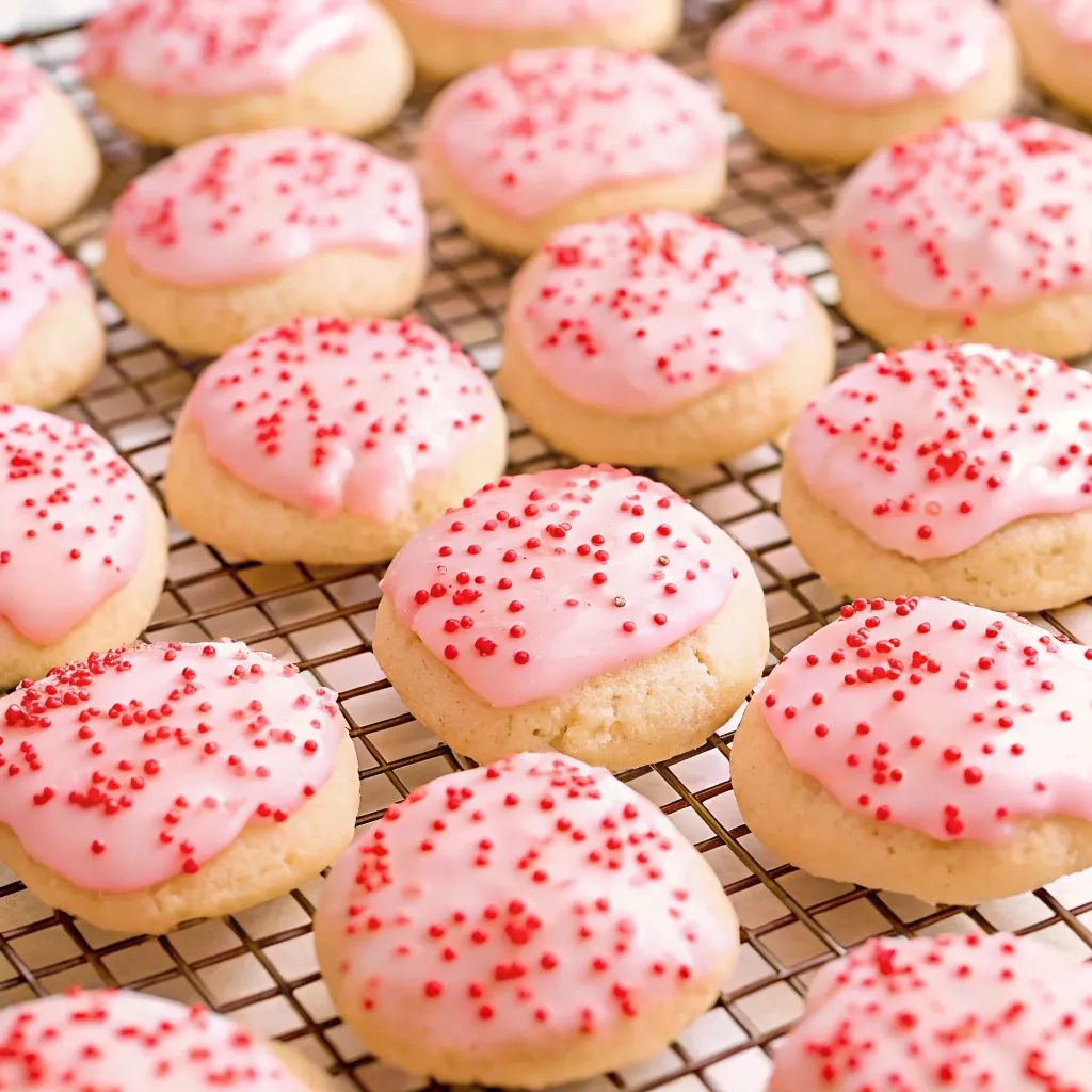 Make soft Almond Cherry Cookies with a whole cherry inside and a sweet pink glaze for a festive Christmas treat perfect for gifting and holiday trays.