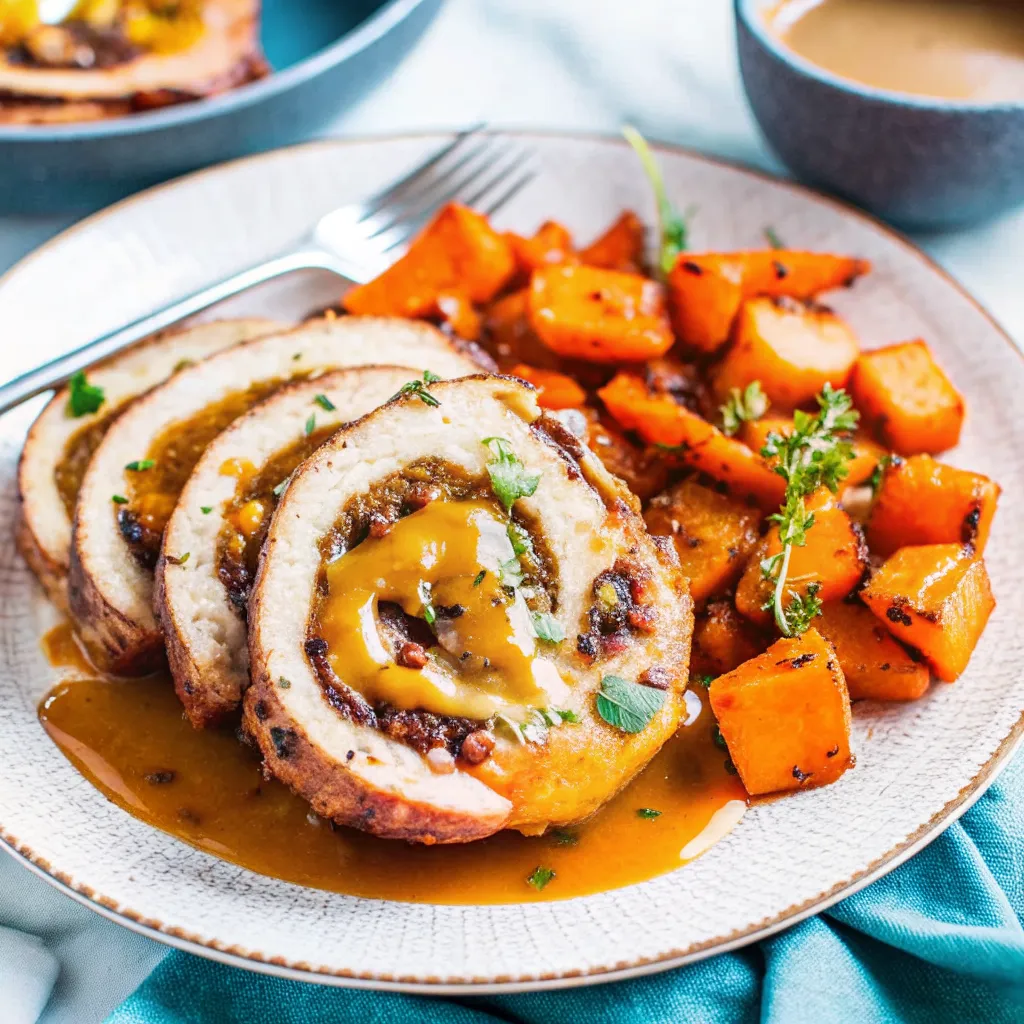 Make Apple & Bacon Stuffed Pork Loin Roll with sweet apples, smoky bacon, and tender roasted pork for a cozy holiday dinner.