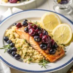 Make Blueberry Glazed Salmon with Lemon Herb Couscous for a fresh, colorful dinner with sweet glaze, tender salmon, and bright citrus couscous.