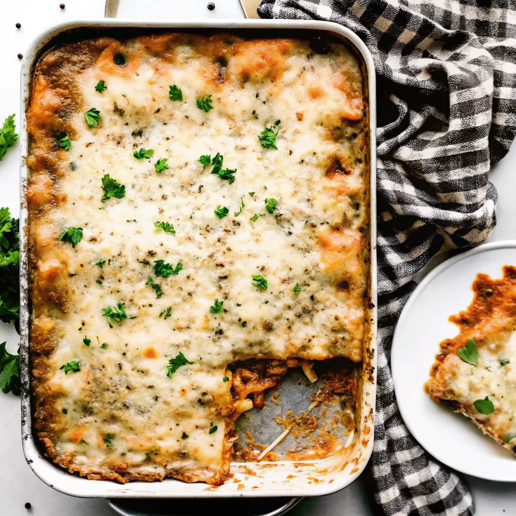 Make Christmas Eve Lasagna with hearty Bolognese sauce, creamy basil pesto ricotta, and melted cheese for a festive holiday dinner.
