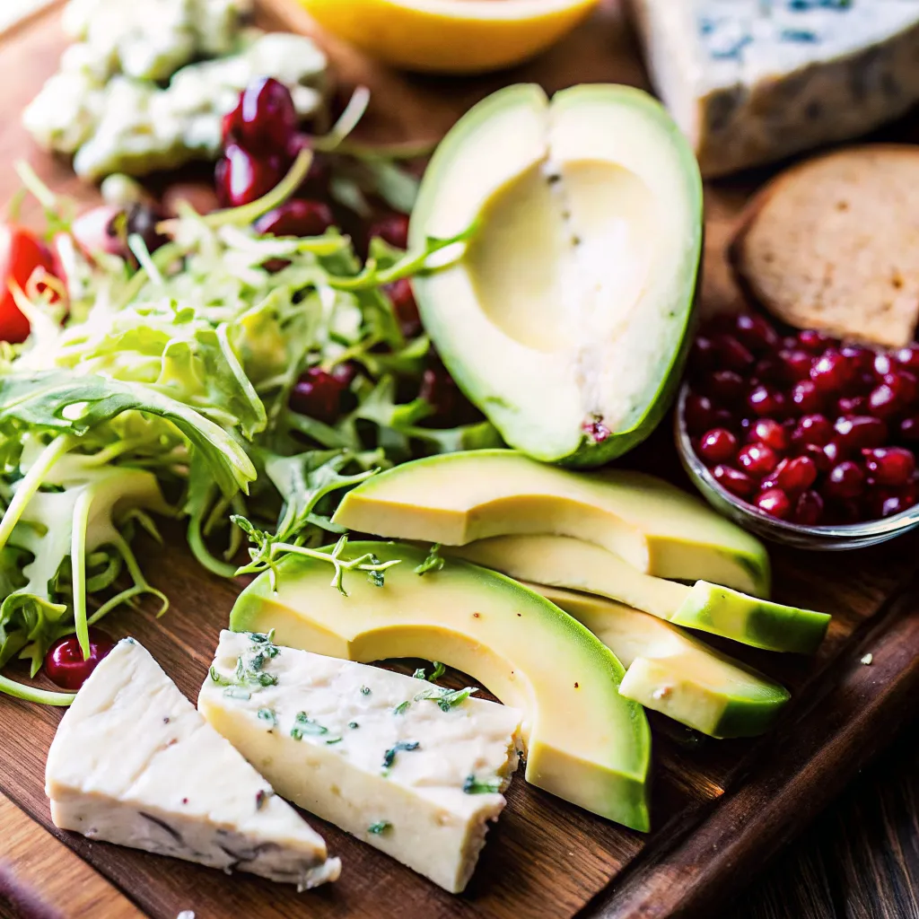 This Christmas Salad with Honey Mustard Dressing is fresh, colorful, and full of apples, avocado, pomegranate, blue cheese, and crunchy nuts. A perfect holiday dish!