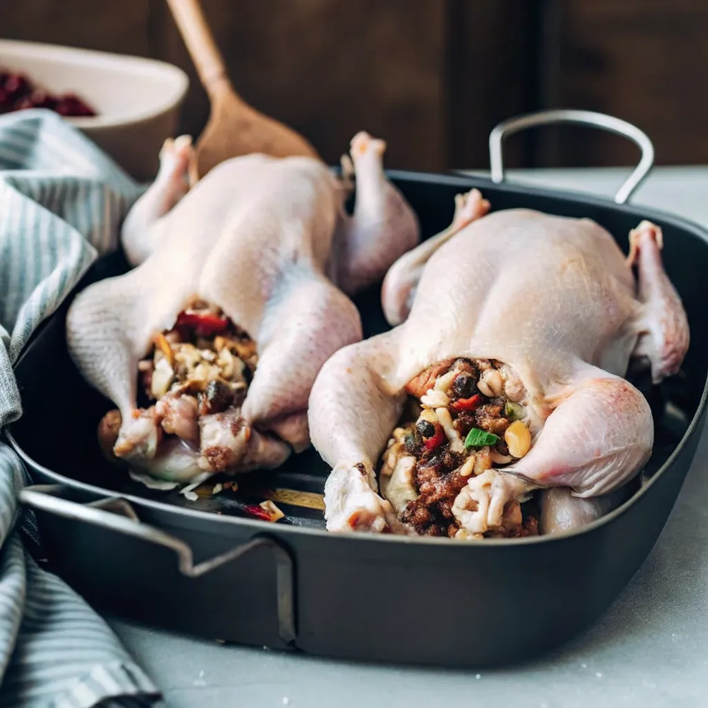 Make Christmas Cornish Hens with apple-cranberry rice stuffing for a festive, juicy, and flavorful holiday dinner centerpiece.