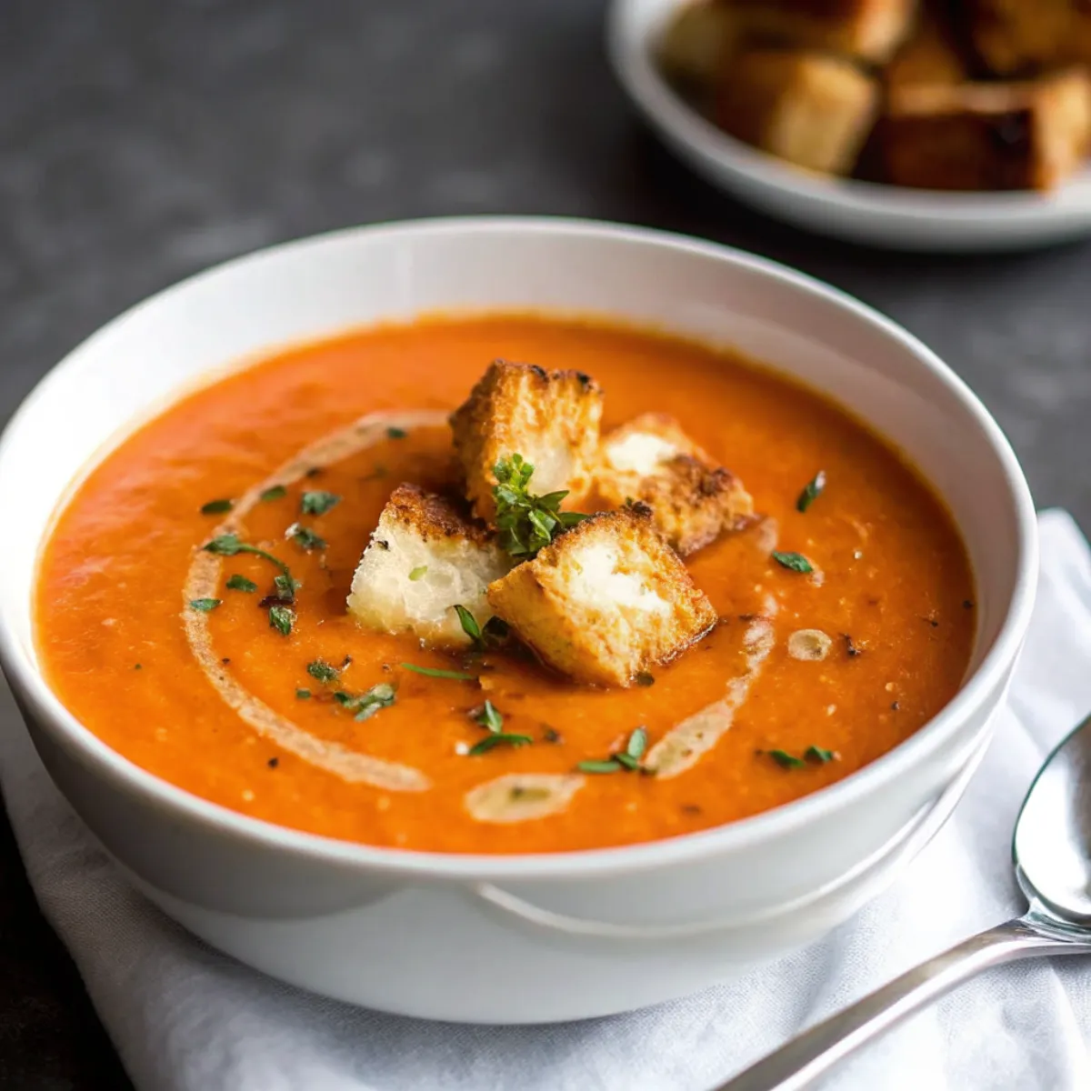 Creamy Tomato Soup is rich, smooth, and full of flavor. Make this easy homemade version with tomatoes, cream, and herbs.