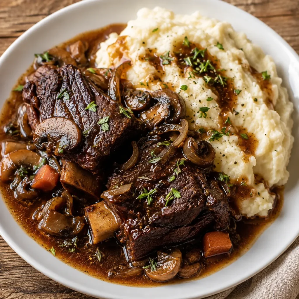 Crockpot Beef Short Ribs with Mushrooms