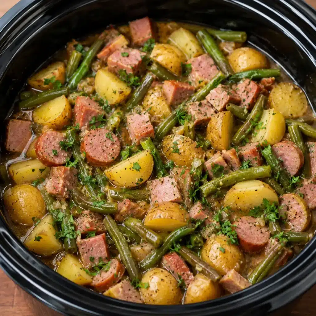Crockpot Ham Green Beans and Potatoes