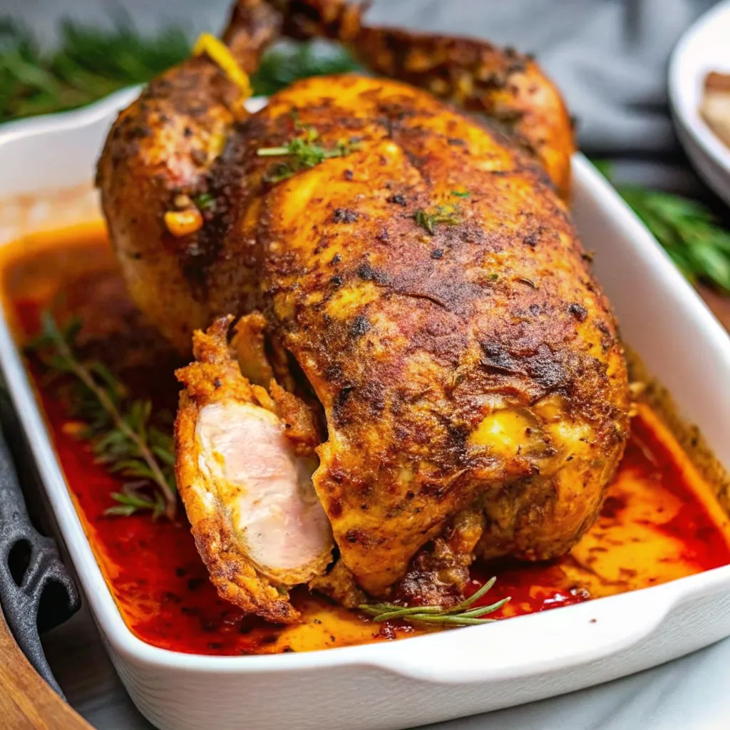 Make Garlic Herb Butter Roasted Chicken with crispy skin, juicy meat, and rich herb-infused butter for the perfect homemade roast dinner.