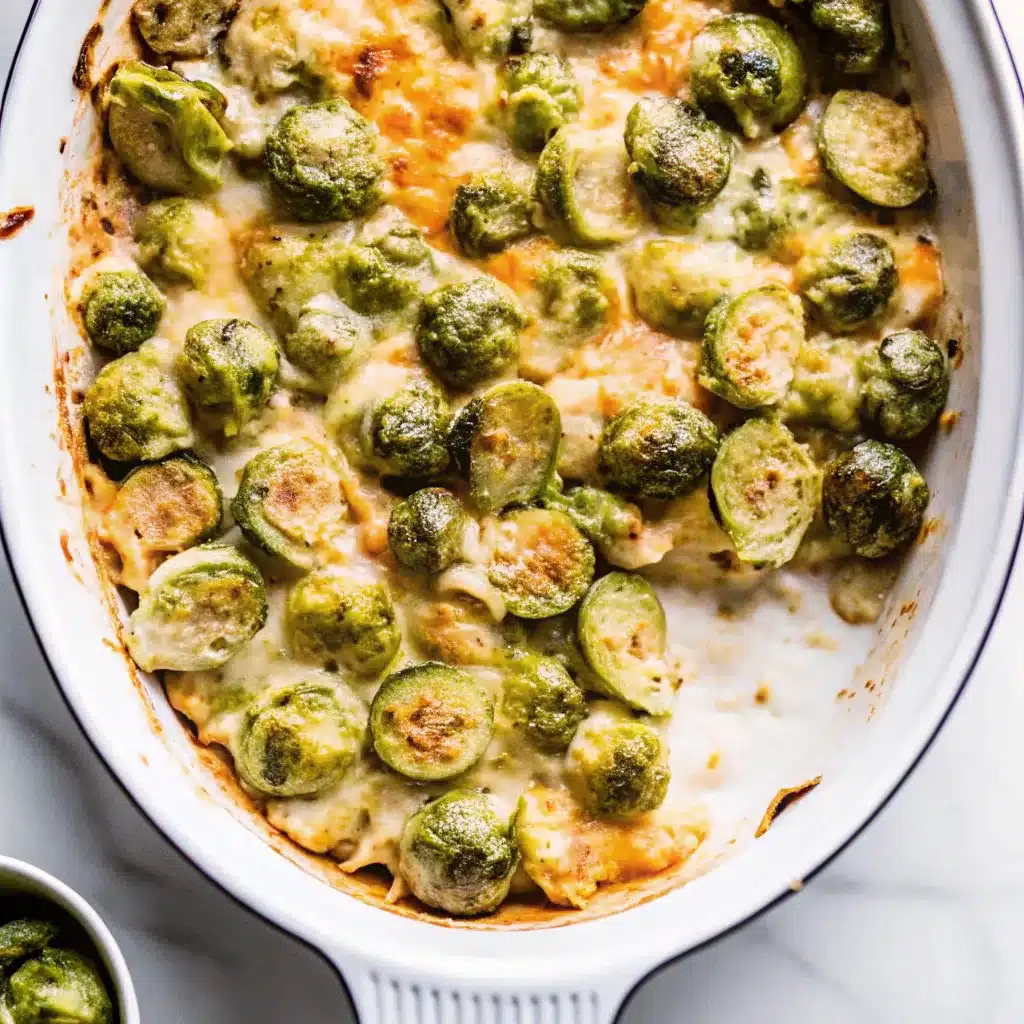 Make holidays extra special with this creamy Brussels Sprouts Gratin—rich cheese sauce, crispy topping, and comforting flavor in every bite.