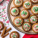 Make Gingerbread Cheesecake Cookies as soft cookie cups filled with creamy cheesecake and festive sprinkles for a fun Christmas dessert.