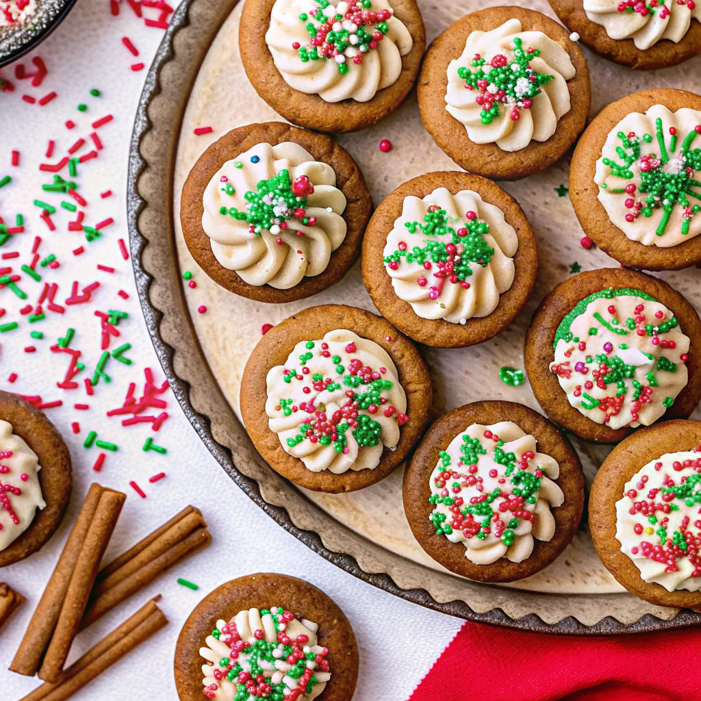 Make Gingerbread Cheesecake Cookies as soft cookie cups filled with creamy cheesecake and festive sprinkles for a fun Christmas dessert.