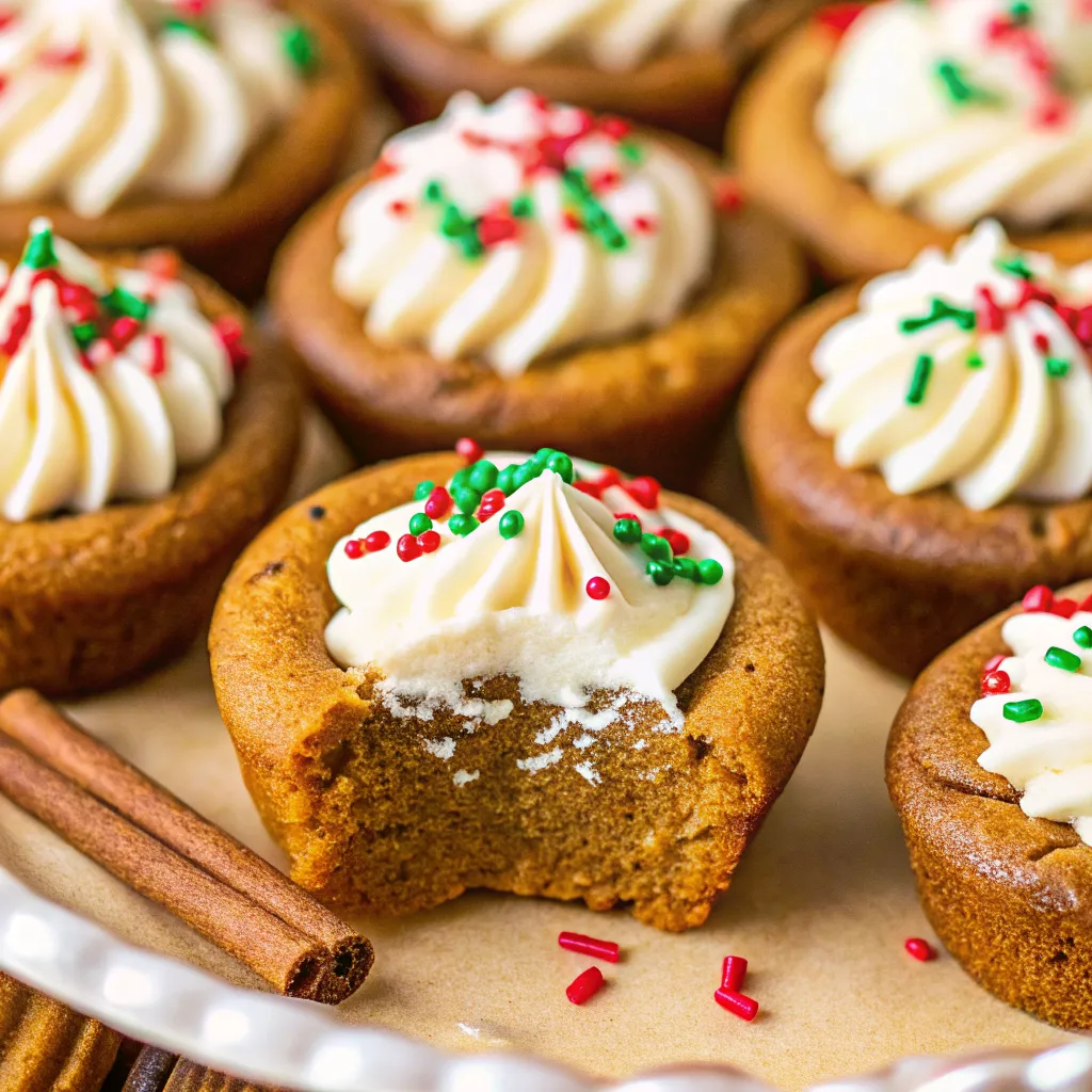 Make Gingerbread Cheesecake Cookies as soft cookie cups filled with creamy cheesecake and festive sprinkles for a fun Christmas dessert.