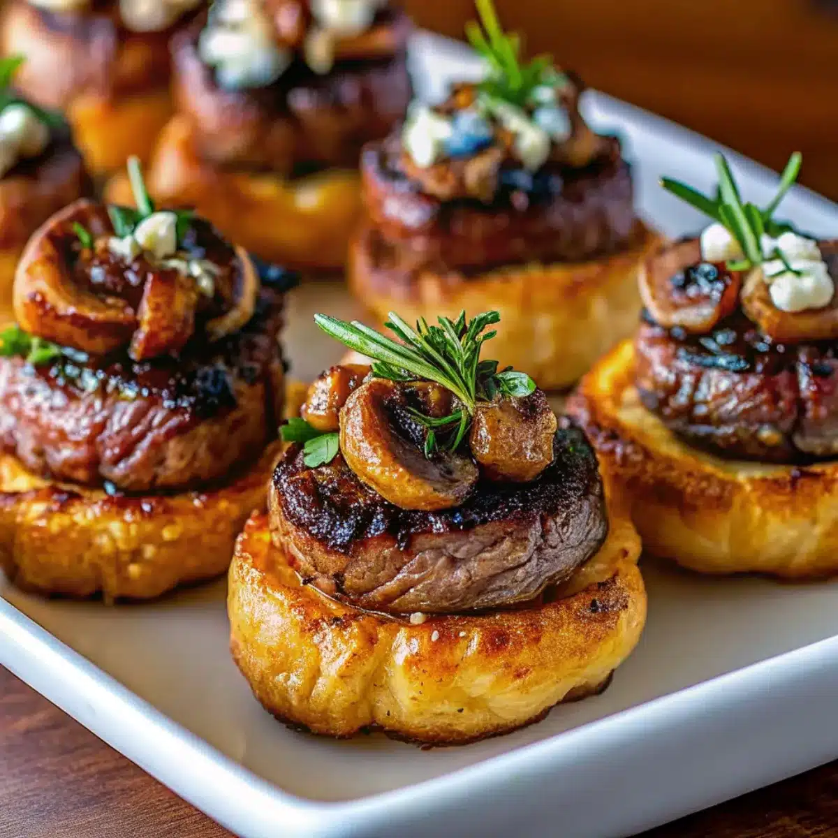 These Mini Beef Wellington Bites with steak, mushrooms, and puff pastry make an elegant holiday appetizer. Easy, impressive, and packed with flavor.