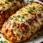 Make Parmesan Chicken Meatloaf with juicy ground chicken, parmesan, herbs, and a golden breadcrumb topping—comforting, easy, and delicious.
