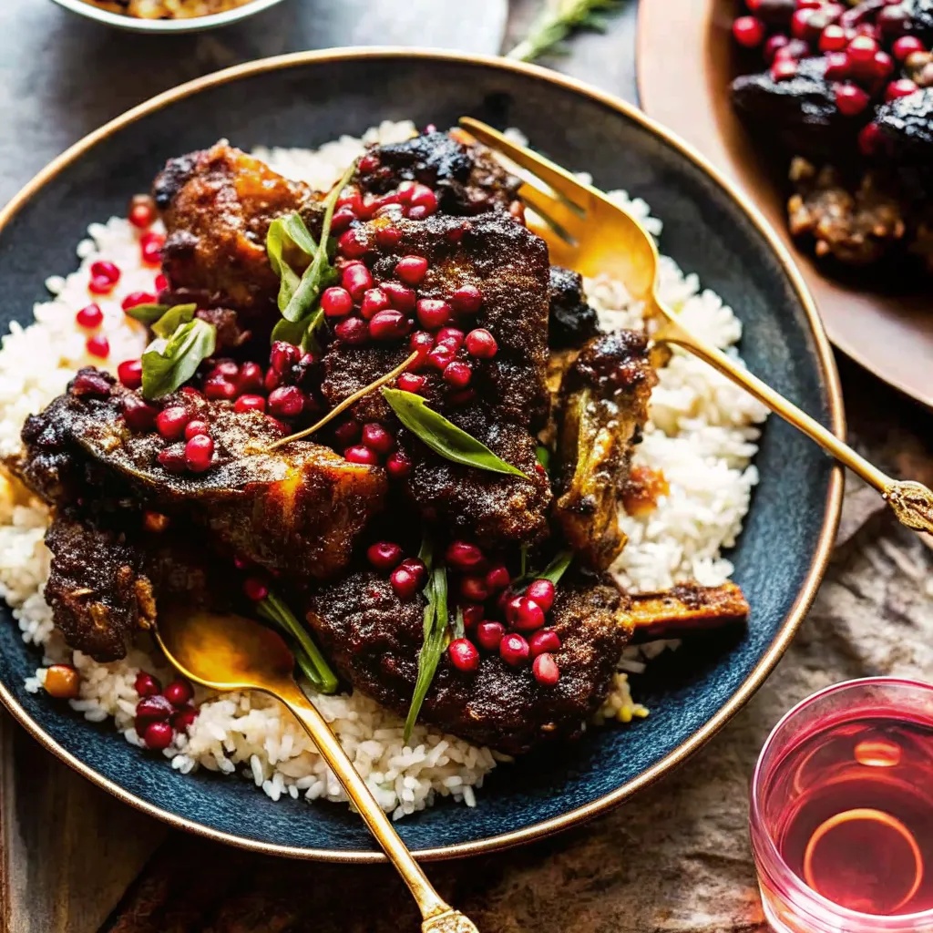 Make Pomegranate Braised Short Ribs with a glossy sweet-tart glaze for a festive winter dinner featuring tender, fall-apart beef.