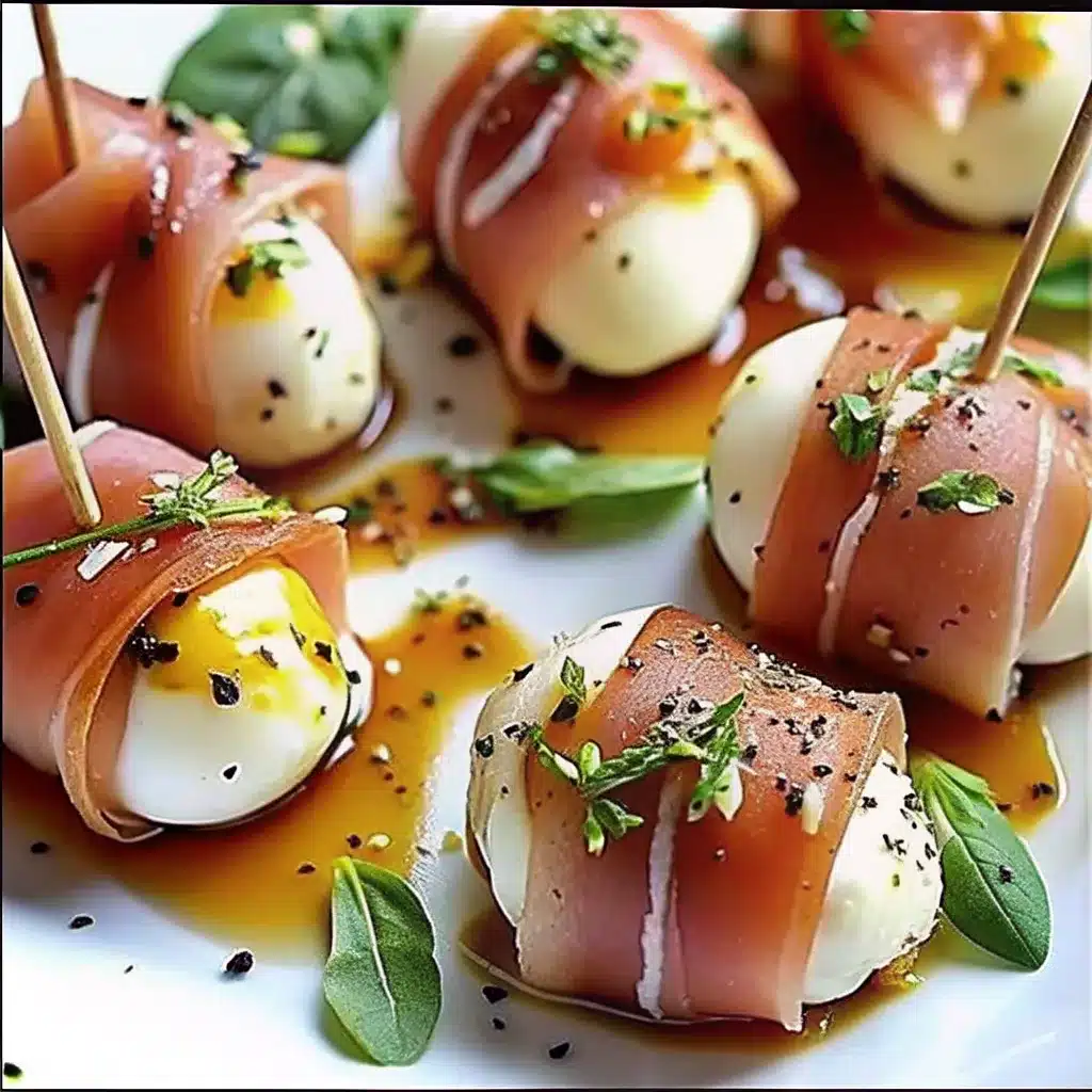 These prosciutto wrapped mozzarella bites are quick, cheesy, and crowd-pleasing—perfect for holidays, game day, or party platters.