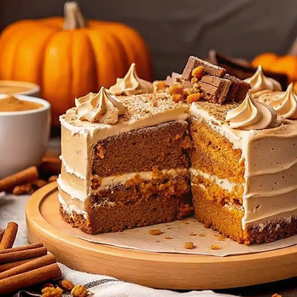 This Pumpkin Spice Latte Cake combines pumpkin spice, espresso, and cream cheese frosting for the perfect fall dessert.