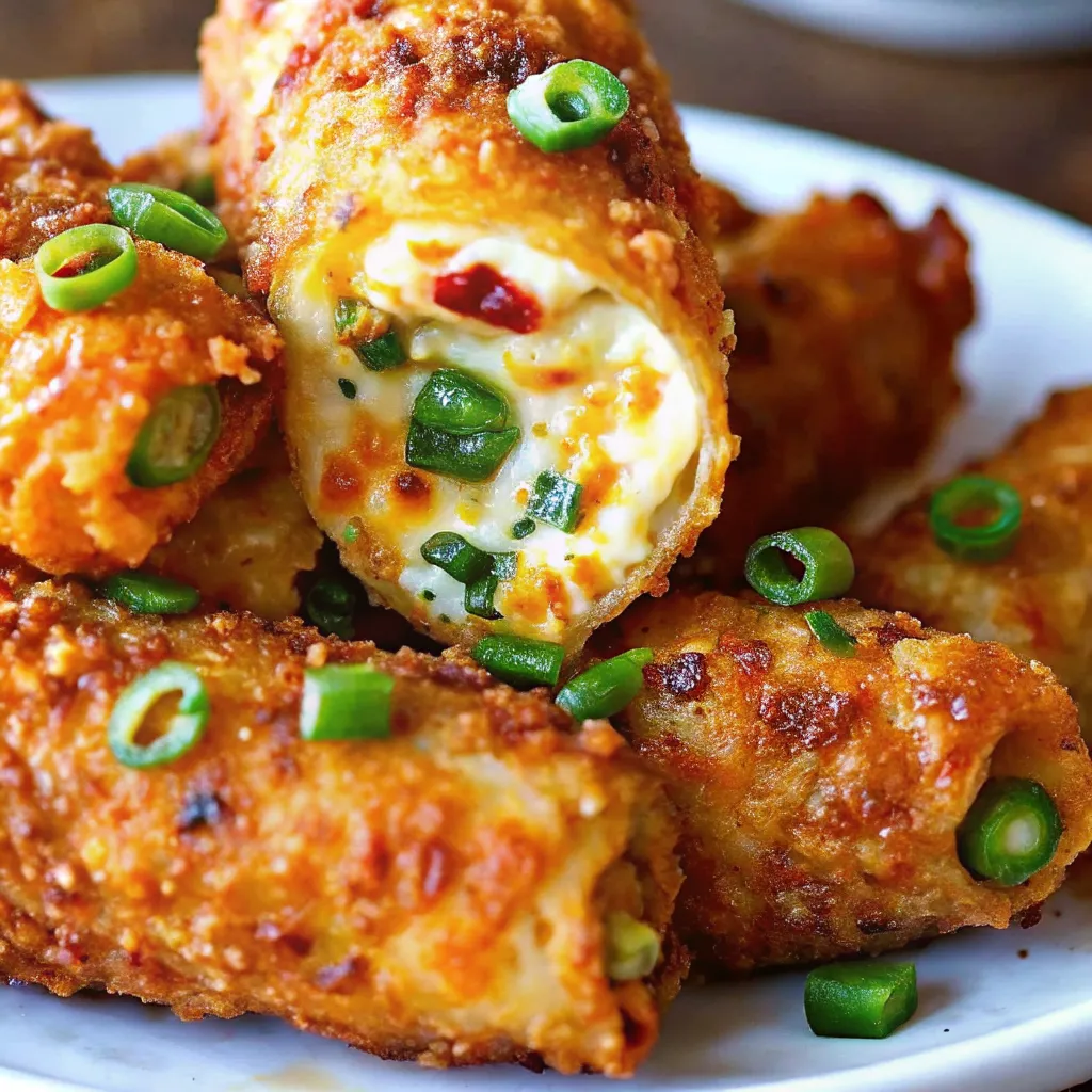 These Spicy Jalapeño Popper Egg Rolls are packed with cream cheese, bacon, and cheddar in a crispy shell. The ultimate appetizer or party snack.