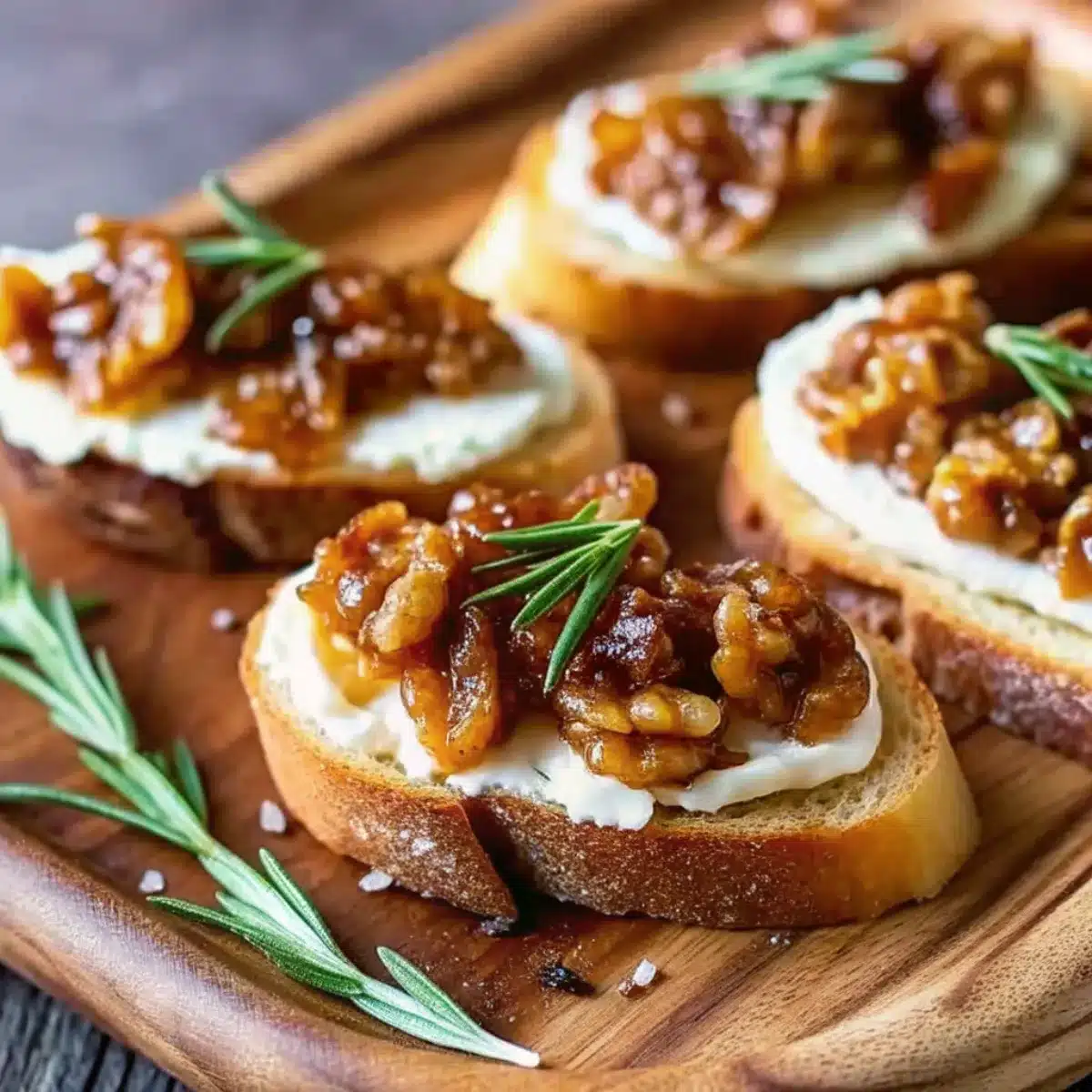 These Whipped Feta Crostini with Hot Honey Walnuts are the perfect sweet and savory appetizer for holidays or parties. Ready in 20 minutes.