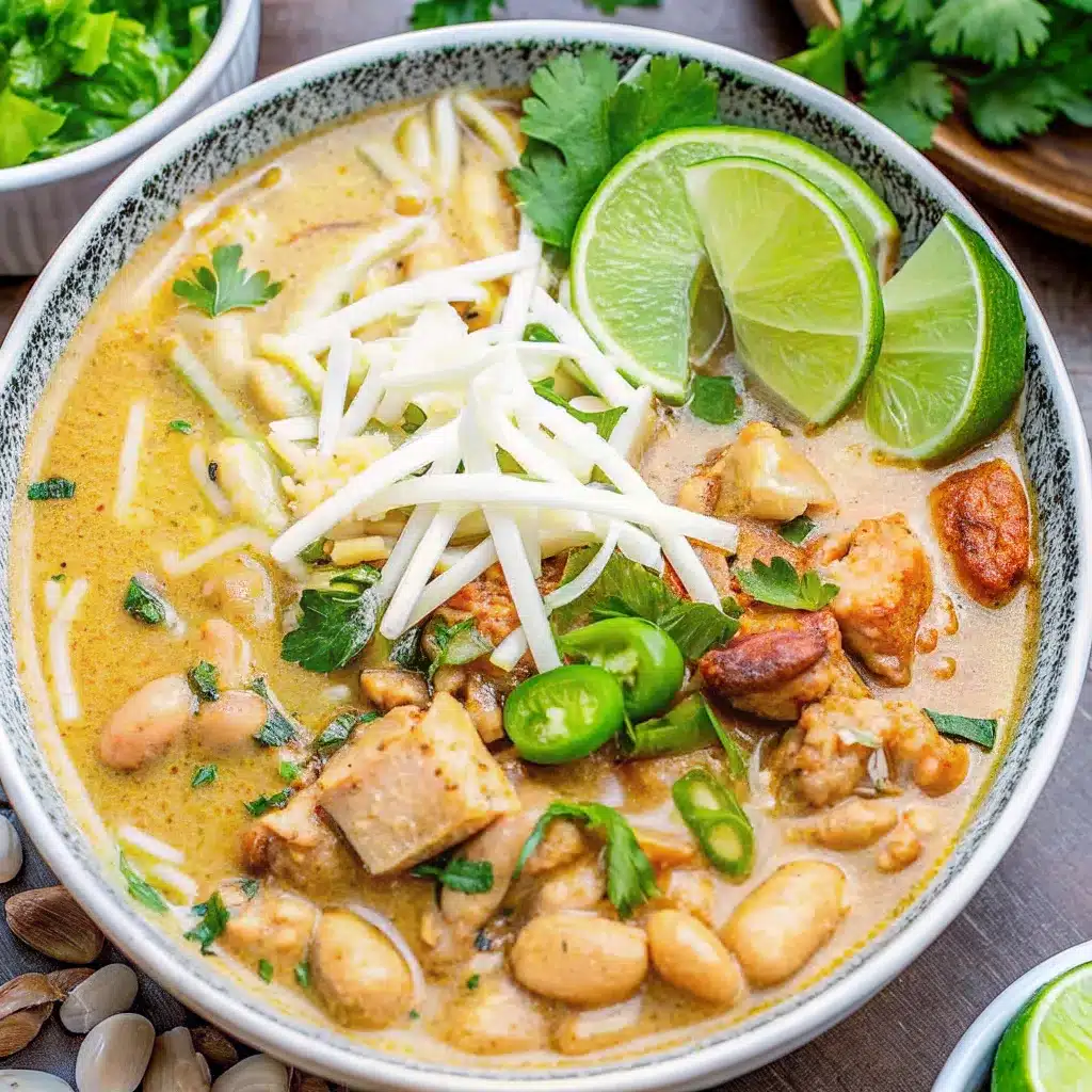 This Cajun White Chicken Chili is creamy, hearty, and full of bold Cajun flavor with tender chicken, white beans, chilies, and melted cheese.