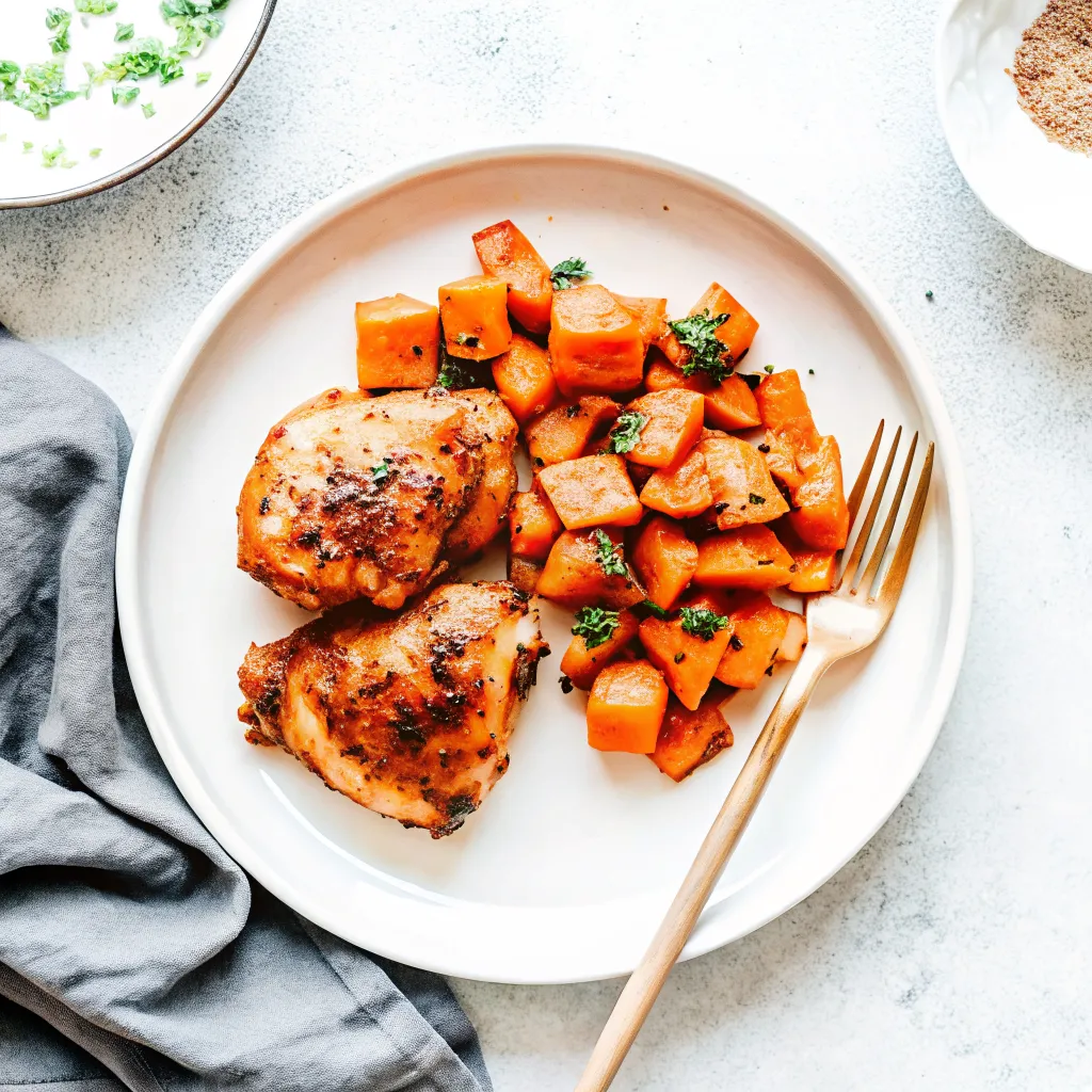 Crockpot Chicken and Sweet Potatoes is a tender, flavorful slow cooker meal made with seasoned chicken, sweet potatoes, and warm spices. An easy, healthy dinner.