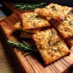 These Rosemary Sea Salt Sourdough Crackers are crisp, tangy, and packed with flavor. A perfect way to use sourdough discard and create a gourmet homemade snack.