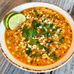 This Street Corn Chicken Chili is creamy, smoky, fresh, and loaded with elote-inspired flavor. A cozy chili made with chicken, corn, lime, and spices!