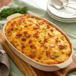 Twice Baked Potato Casserole is a creamy, cheesy comfort dish made with baked potatoes, bacon, and cheddar. This easy casserole delivers rich flavor and perfect texture every time.
