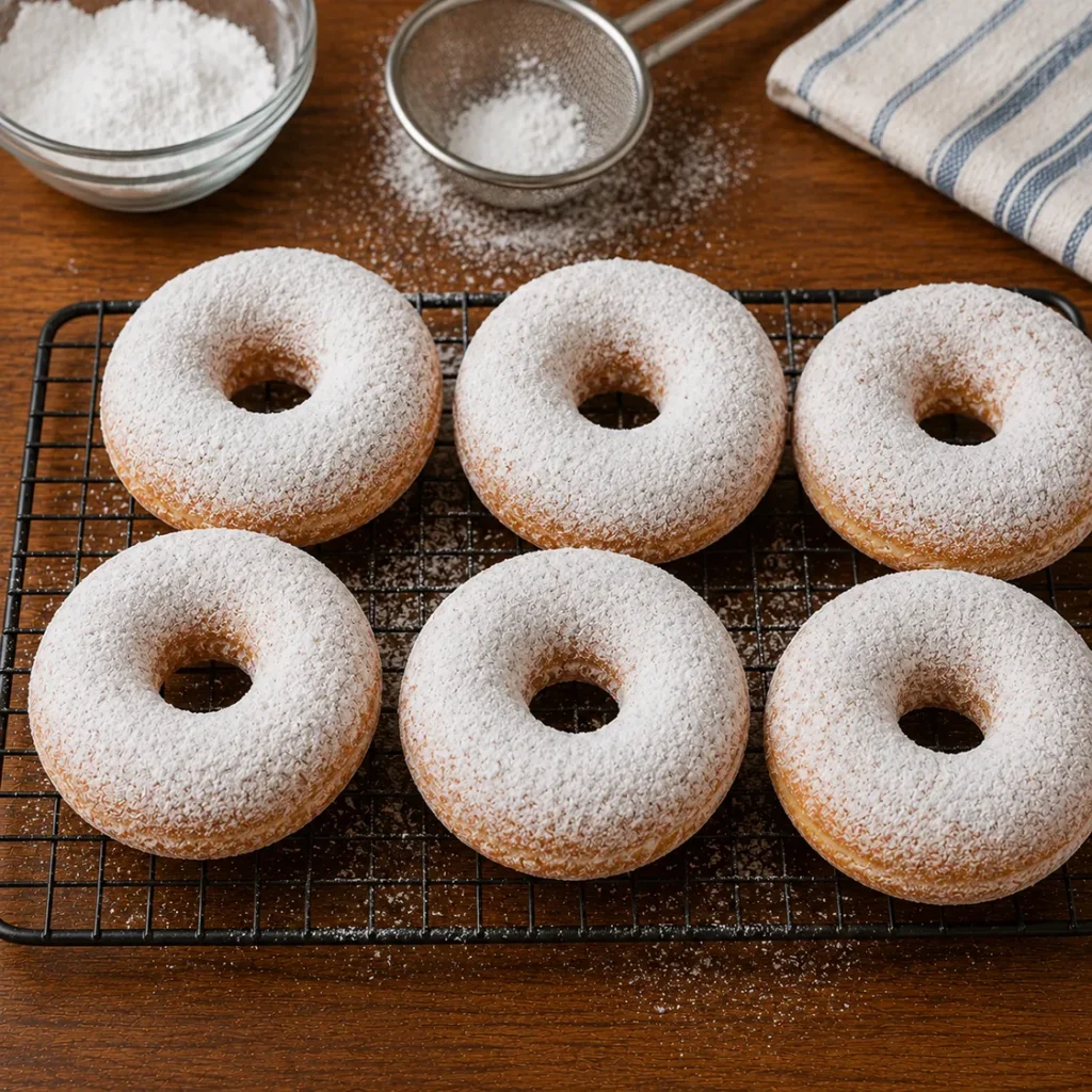 Baked Sourdough Discard Powdered Sugar Donuts