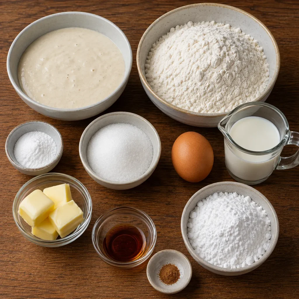 Baked Sourdough Discard Powdered Sugar Donuts ingredients