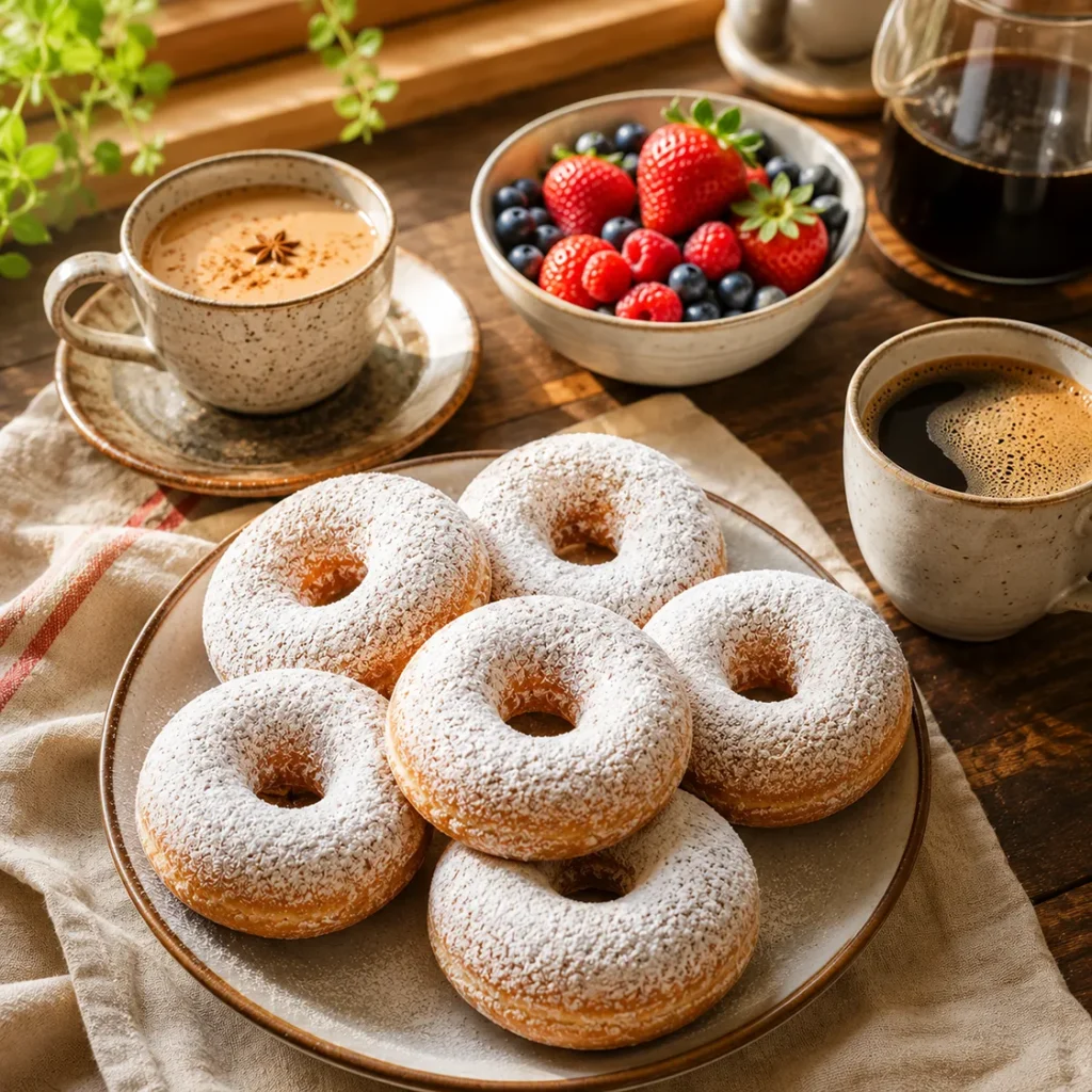 Baked Sourdough Discard Powdered Sugar Donuts