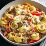 Crock Pot Cheesesteak Tortellini