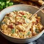 Slow Cooker Creamy Tuscan Chicken Orzo
