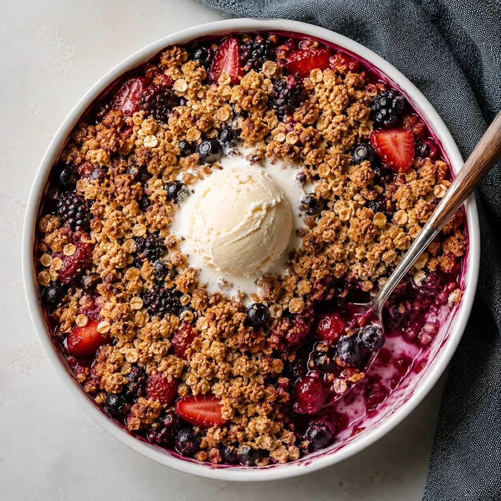 Warm sourdough discard apple crisp