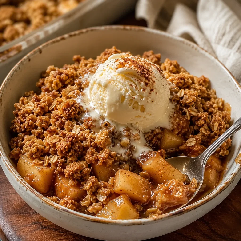 Warm sourdough discard apple crisp