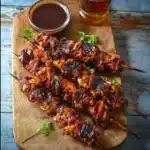 Bacon Bourbon BBQ Chicken Kebabs